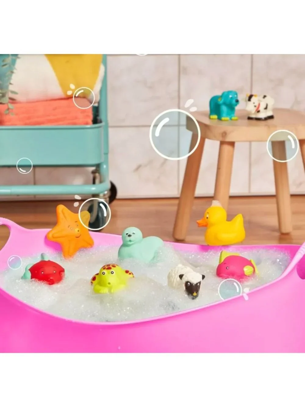 B. Toys Squish & Splash Bath Buddies - 9 Animal-Themed Water Squirting Bath Toys
